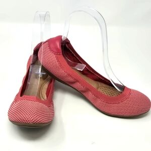 LANDS' END COMFORT BALLET FLATS TEXTILE & LEATHER BAROQUE ROSE SHOES WOMEN 6.5
